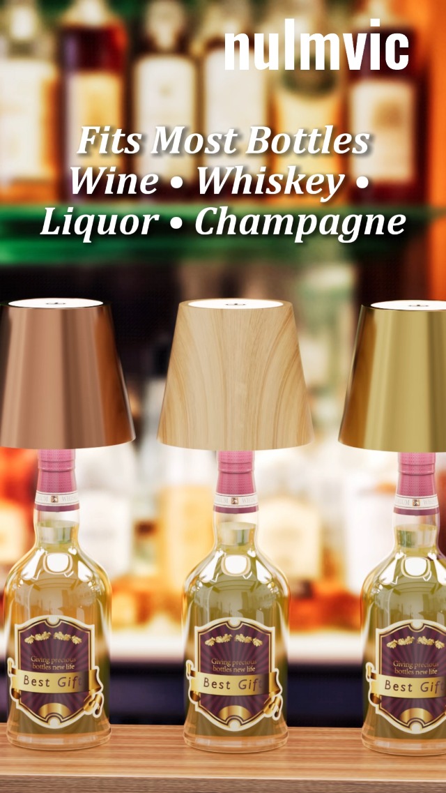 nulmvic Wireless Bottle Lamp Shade - Portable LED Wine Bottle Lamp